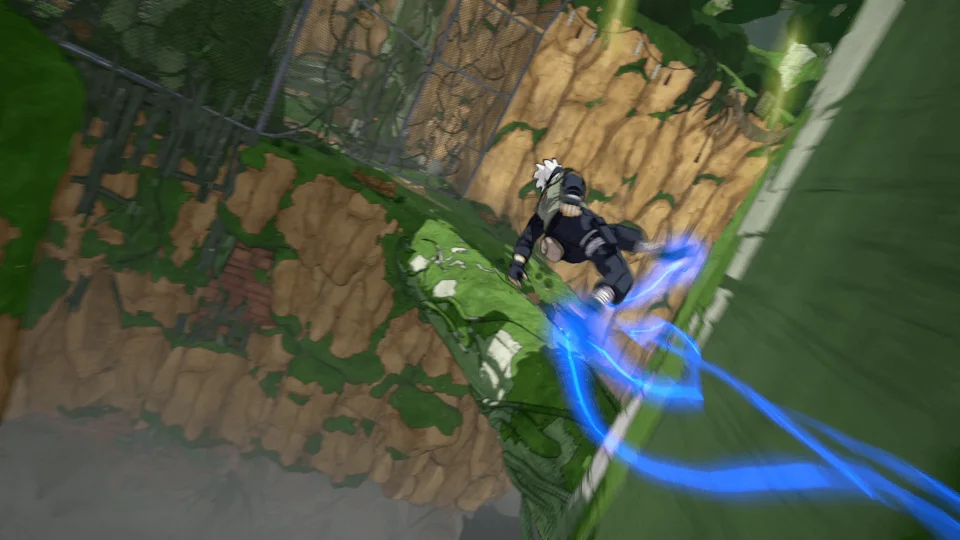 Canada listing: Kakashi running a mossy cliff with blue lightning trails