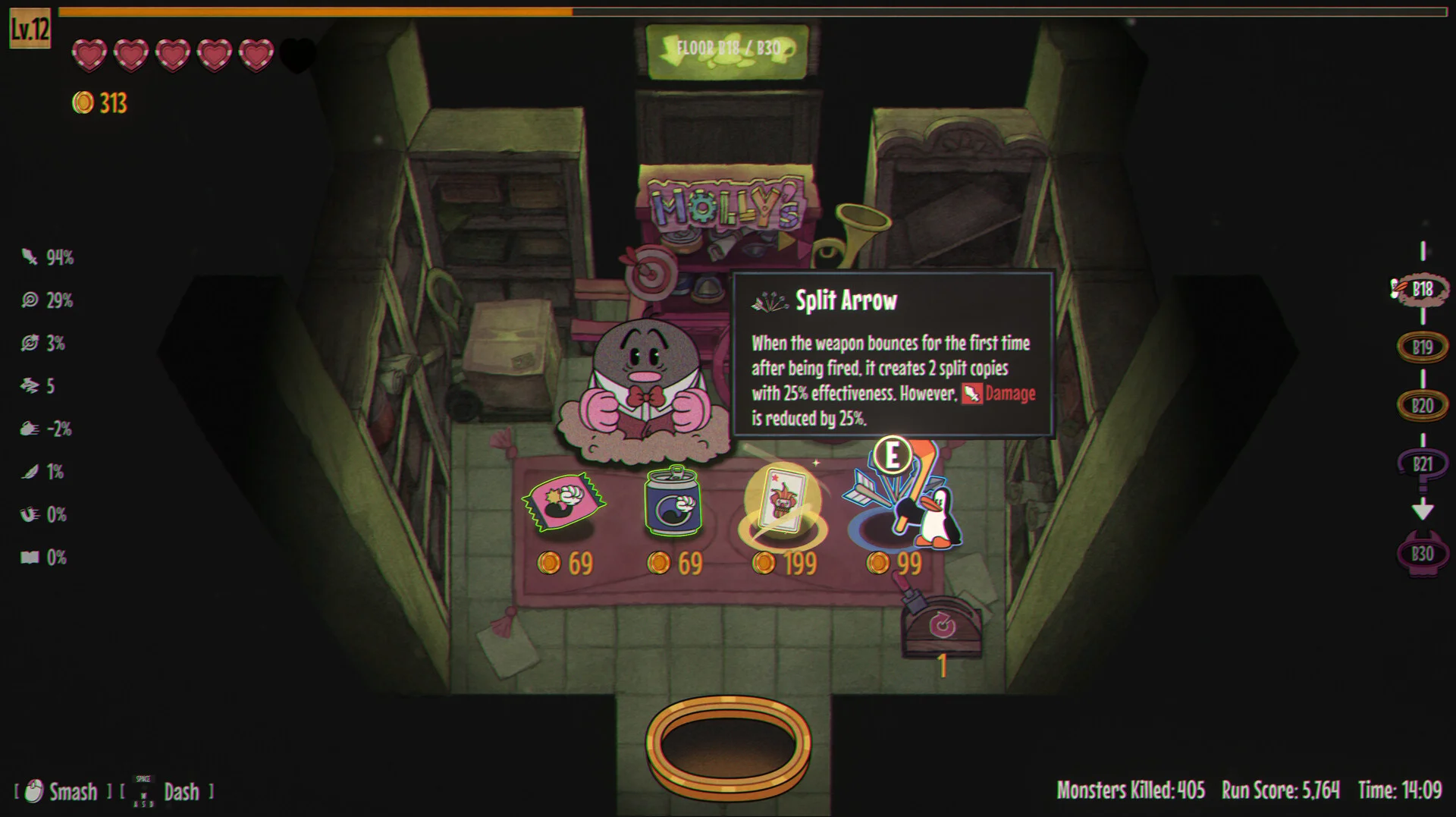 PengPong gambling den wave choice roguelike screenshot