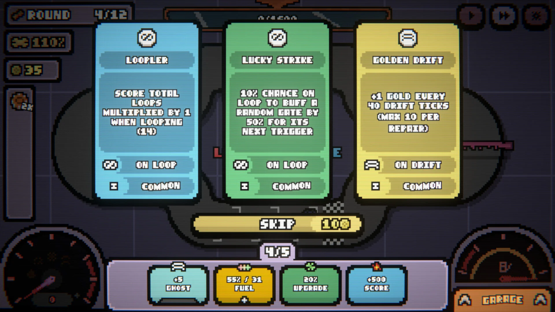 Draft: Loopler, Lucky Strike, Golden Drift cards, SKIP 10 gold, 4/5 gates