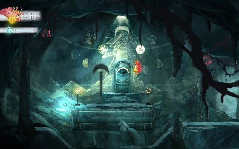 Child of Light dark queen court painted in watercolor