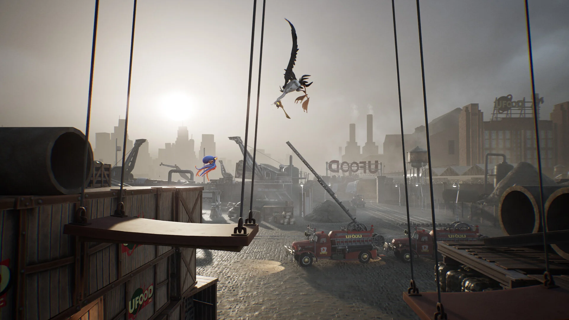 Darwin's Paradox platforming through a junkyard complex