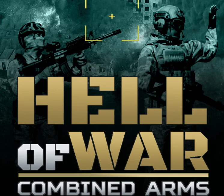 Dwóch żołnierzy nad logo Hell Of War Combined Arms