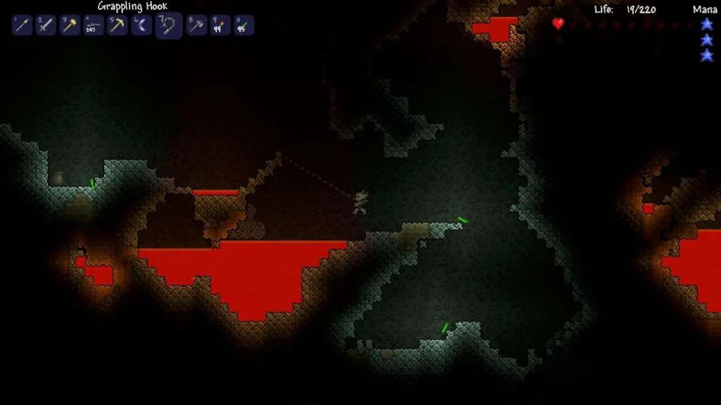 Terraria dig and craft in a generated cave