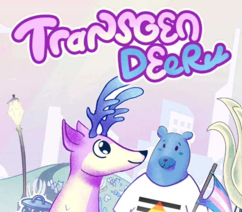 TransGenDeer and an ally bear beneath the hand-drawn game logo