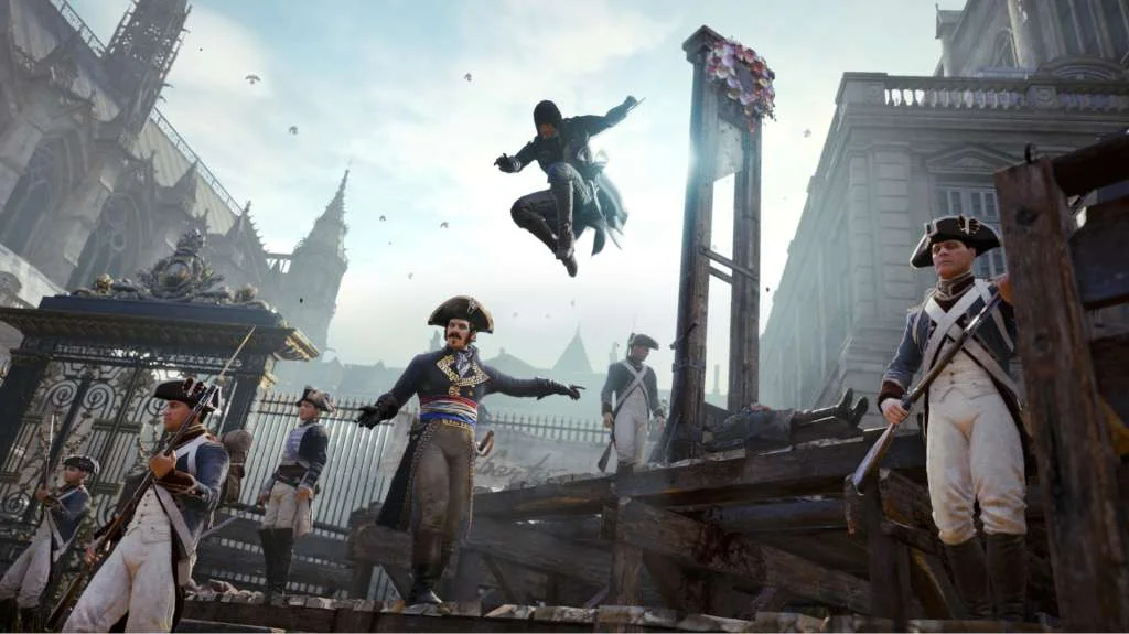 Assassins Creed Unity 60 fps parkour on Paris rooftops