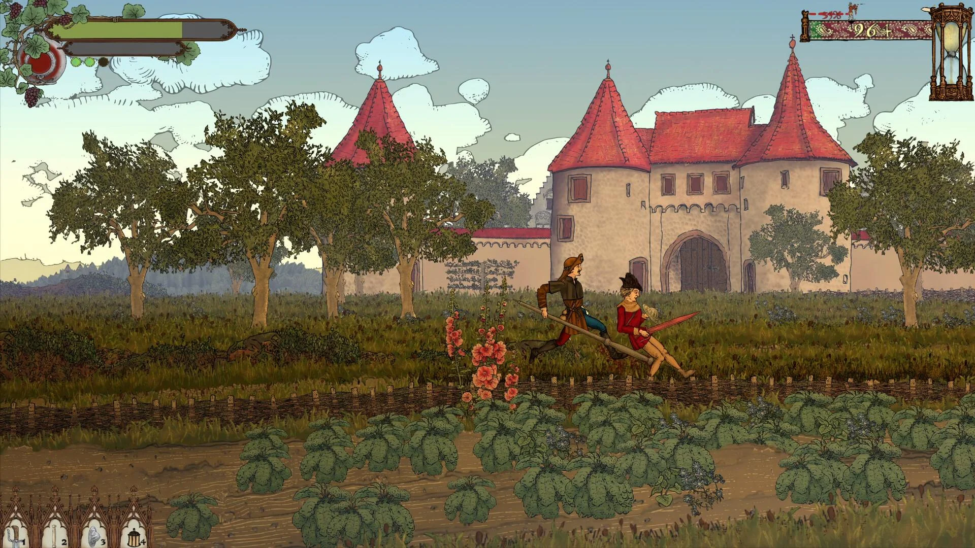 Ritter and Rotwein split-screen PvP race screenshot