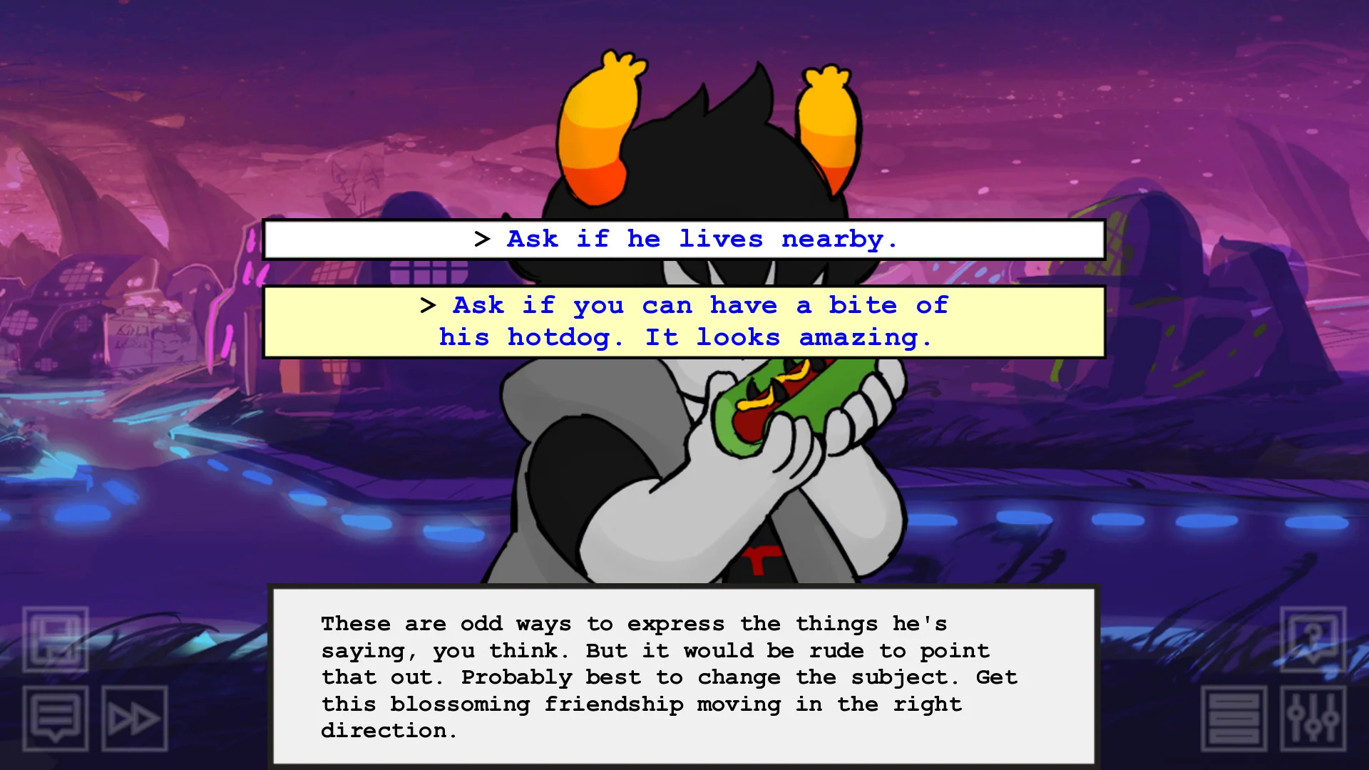 Hiveswap Friendsim dialogue choice with a troll