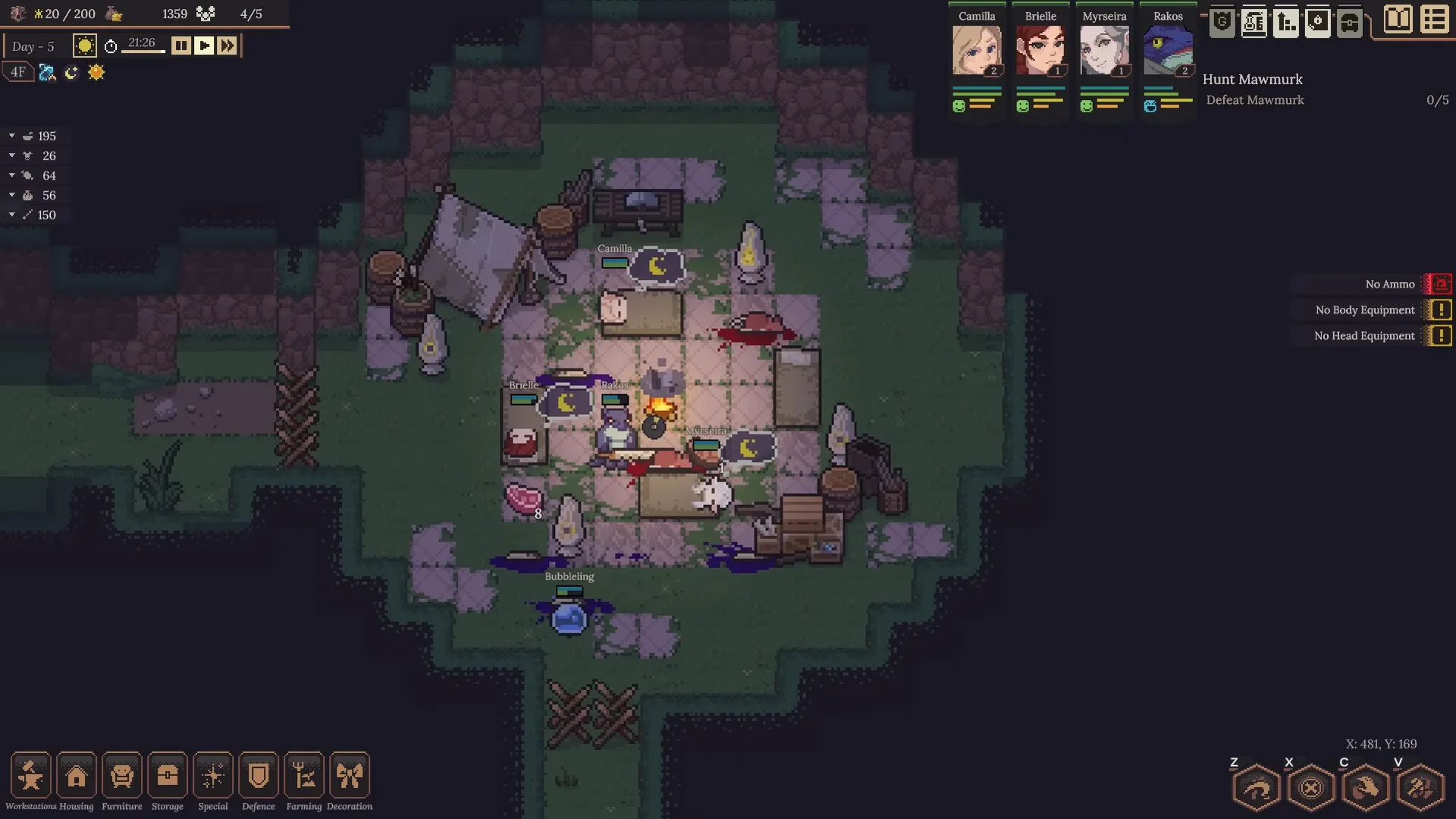 Dungeon Settlers barren settlement and food shelter loop