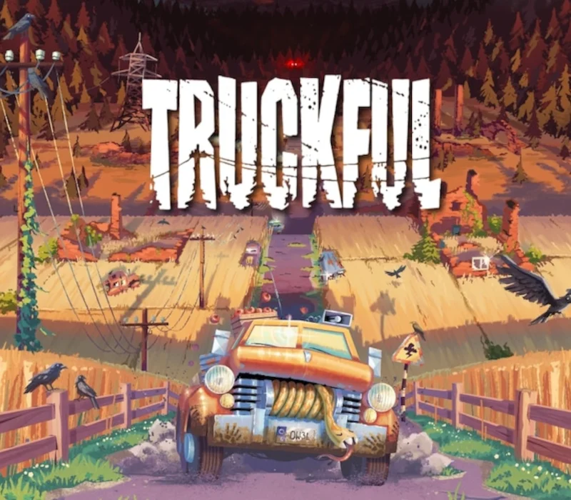 Cover: rusty orange pickup on a dirt lane, TRUCKFUL title, crows and a dark forest ridge