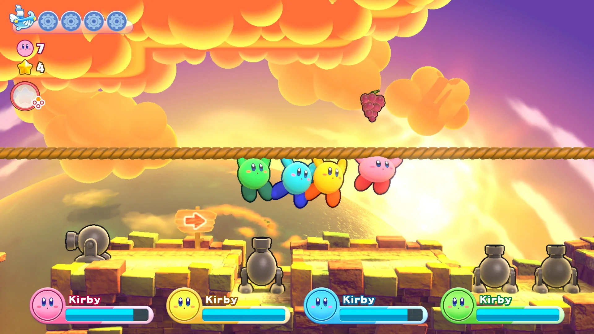 Kirby Deluxe same-system 1-4 on Popstar