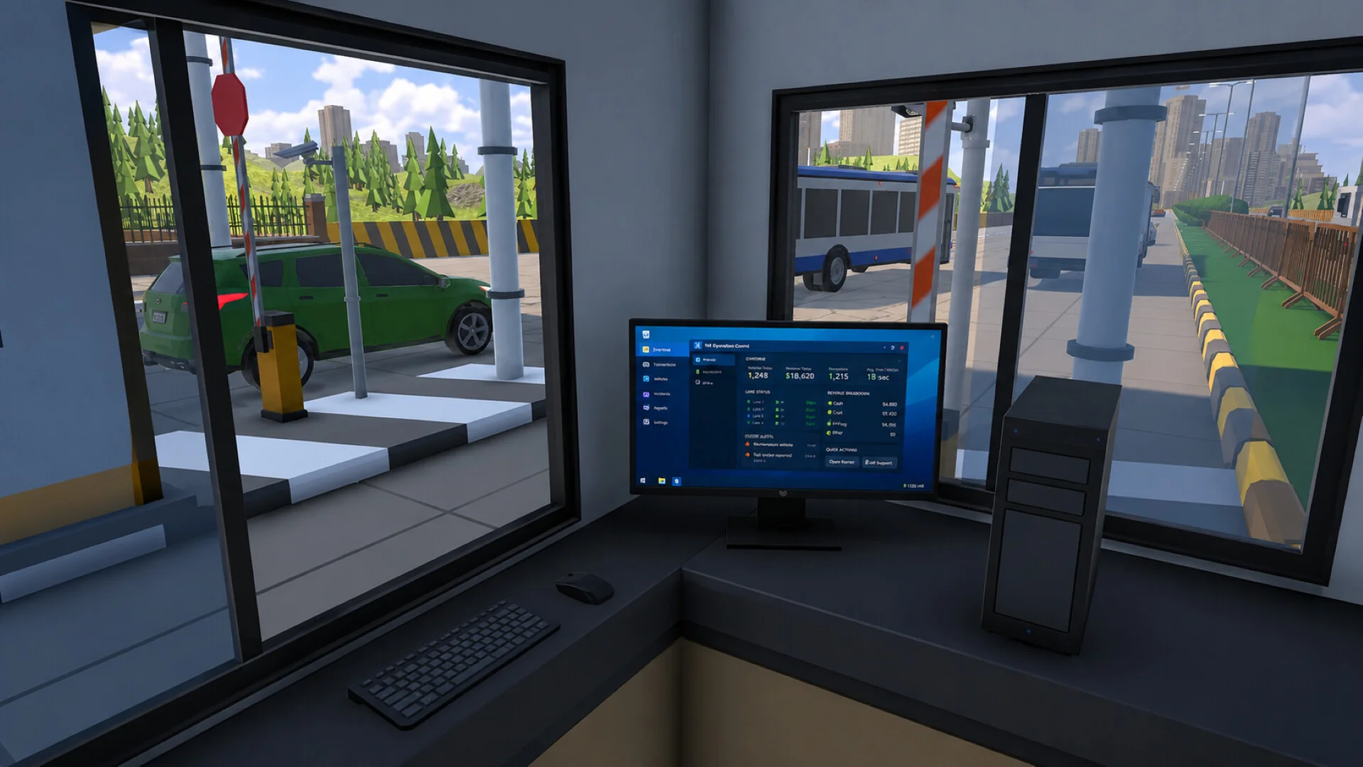 Toll Plaza Simulator chasing evaders