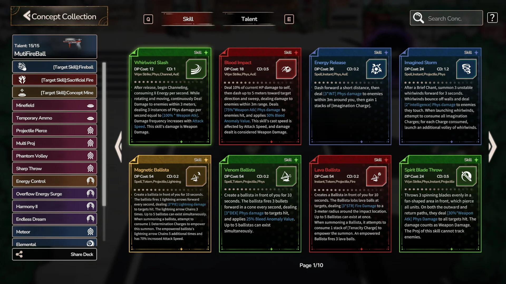 DreamEcho Wish List class build screen