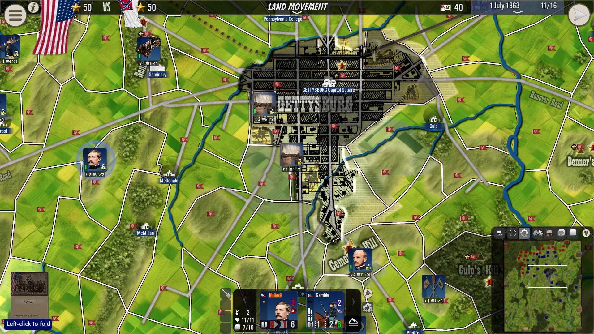 SGS Battle for Gettysburg three-day Pennsylvania map