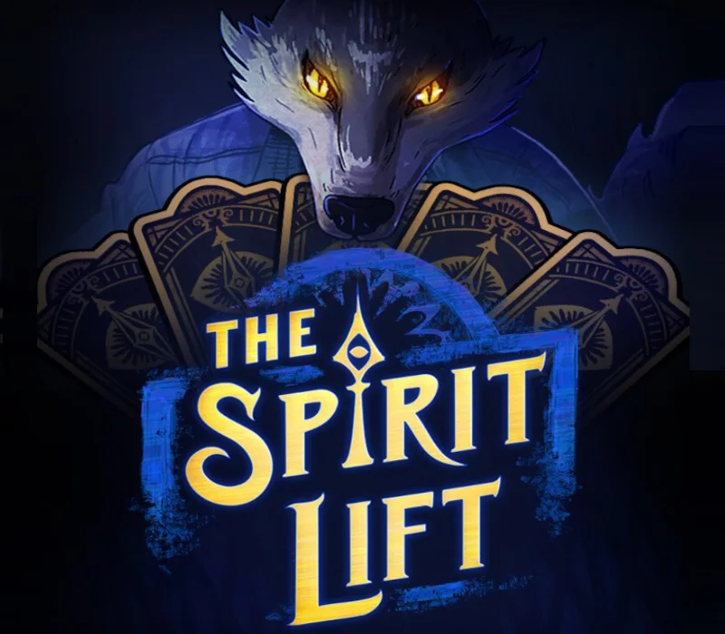 THE SPIRIT LIFT cover: wolf with glowing eyes holding a fan of blue cards