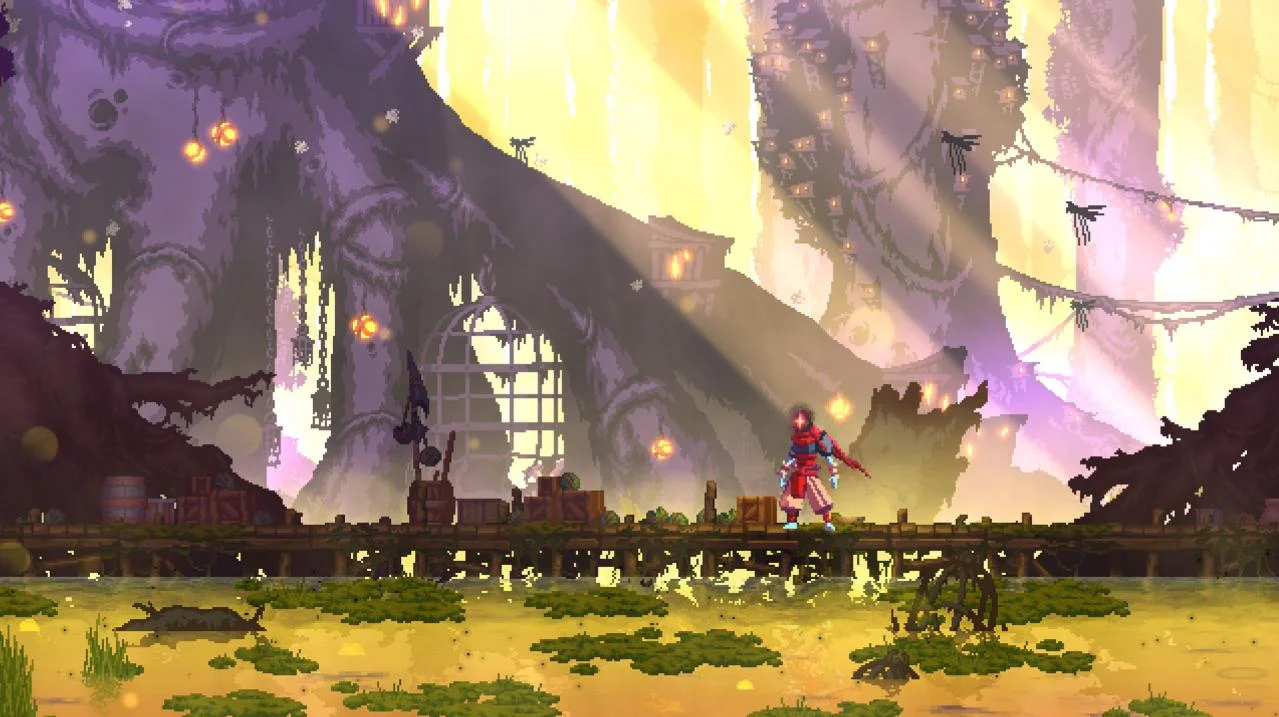 Dead Cells fast roguelite combat through changing castle routes