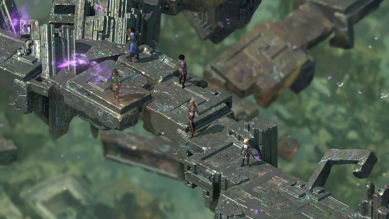 Deadfire turn-based party fight on an island