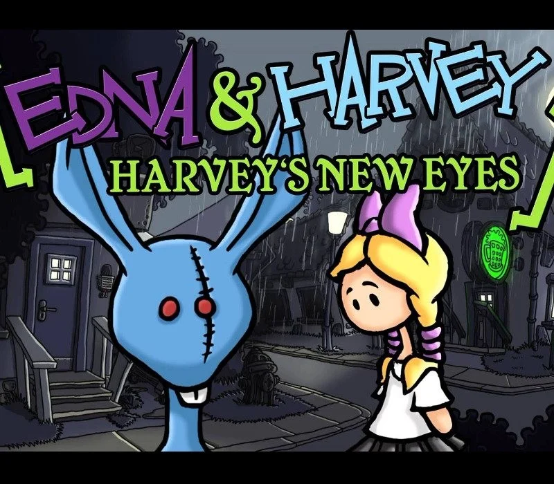 Edna and Harvey New Eyes cover, Lilli with stuffed rabbit Harvey
