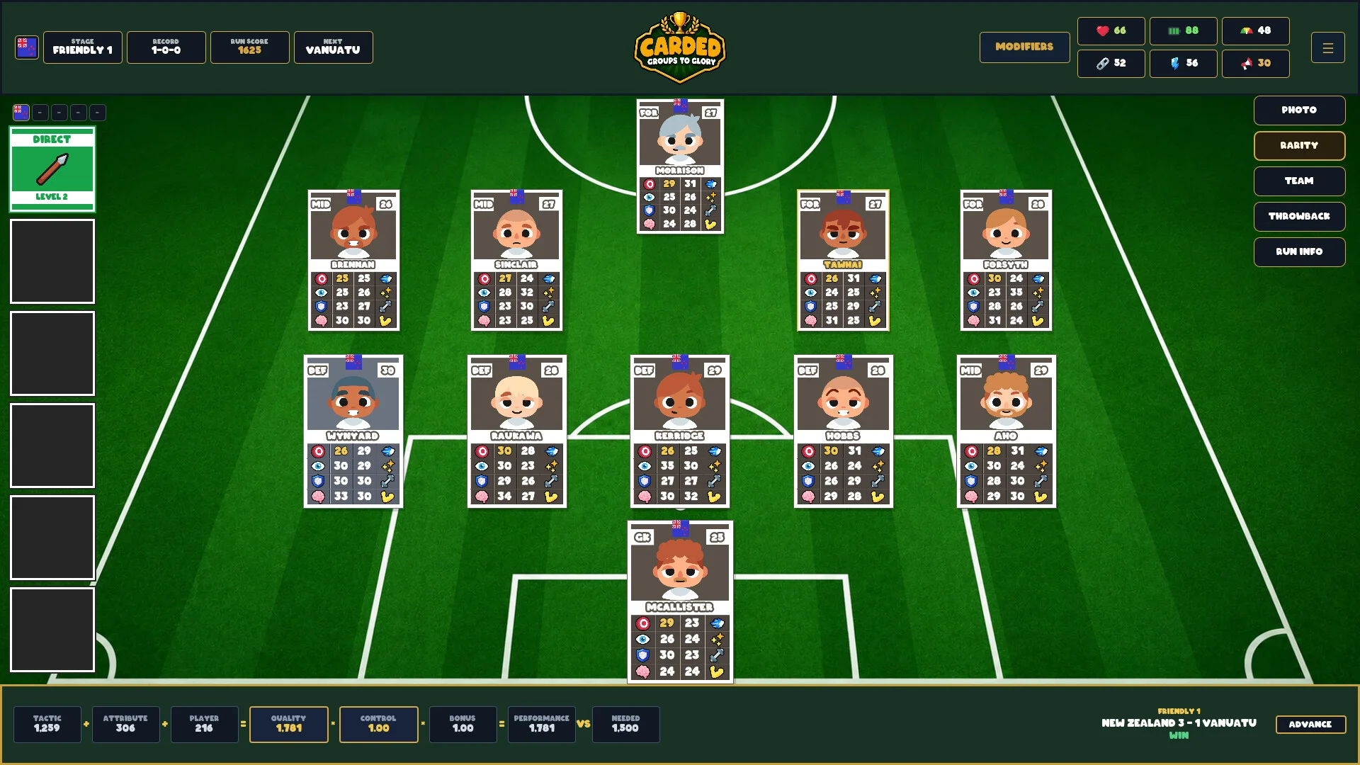 CARDED starting XI