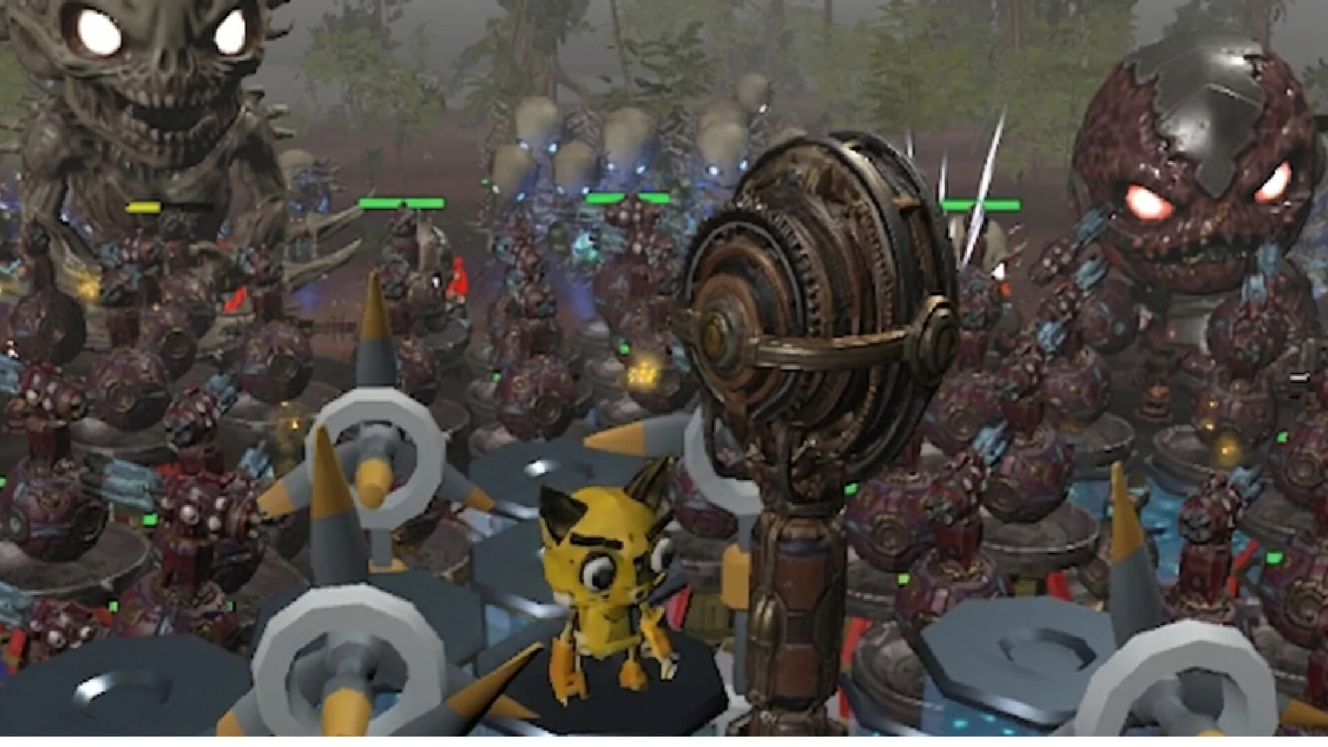 Catnip Wars Catbots defending a hex-grid farm cover