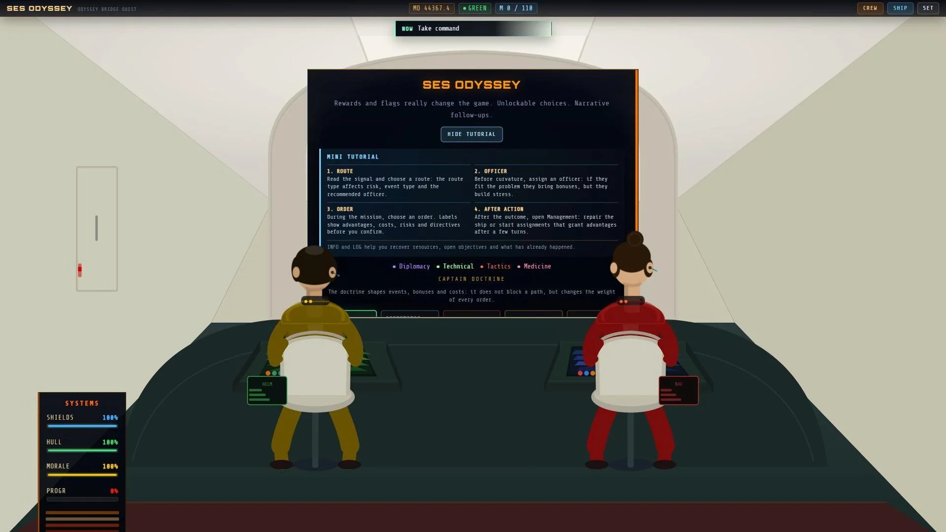 Odyssey Bridge Quest PlayBook narrative command sim screenshot