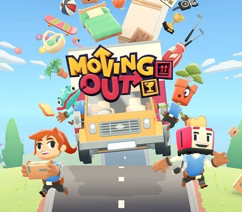 Moving Out cover with a truck and colorful mover characters.