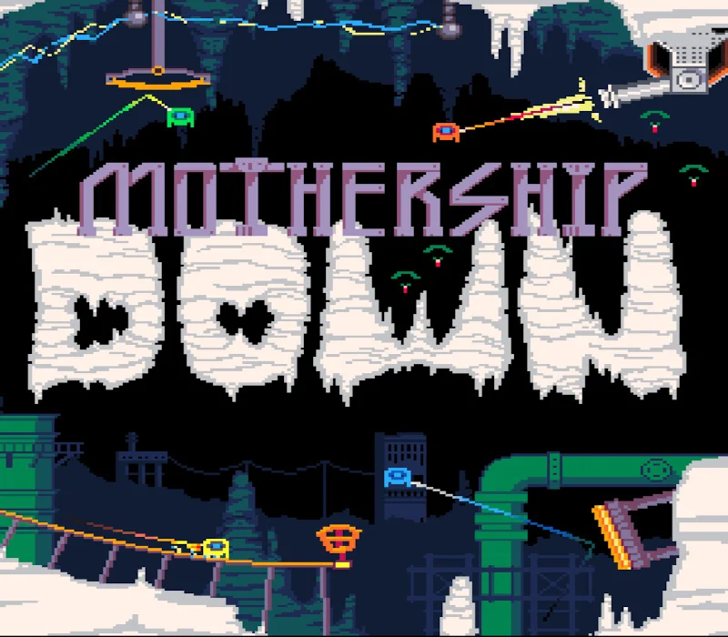 Mothership Down cover art, Hogwalker Games lunar lander puzzle strategy