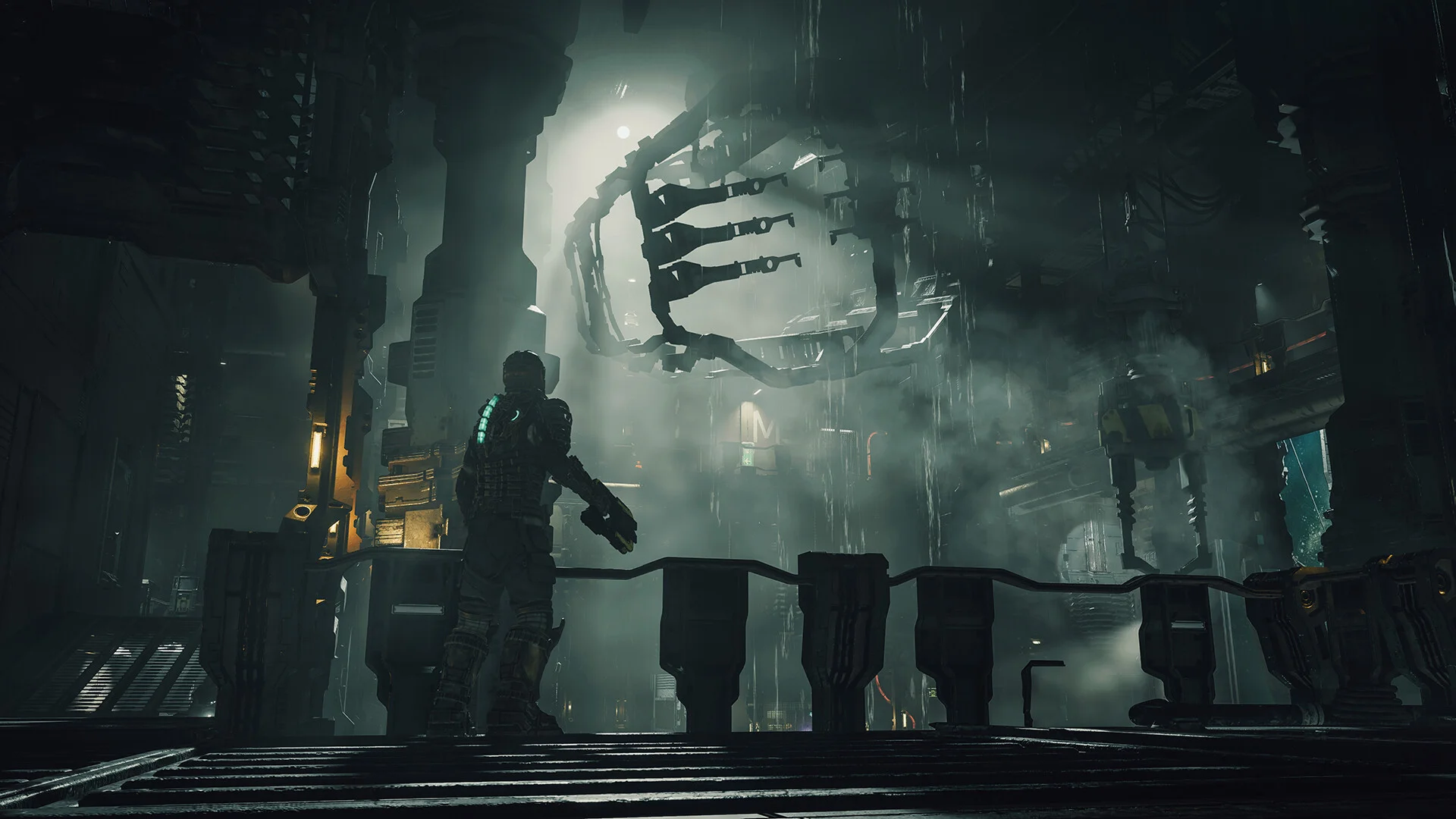 Dead Space Remake Ishimura corridor with denser Motive lighting