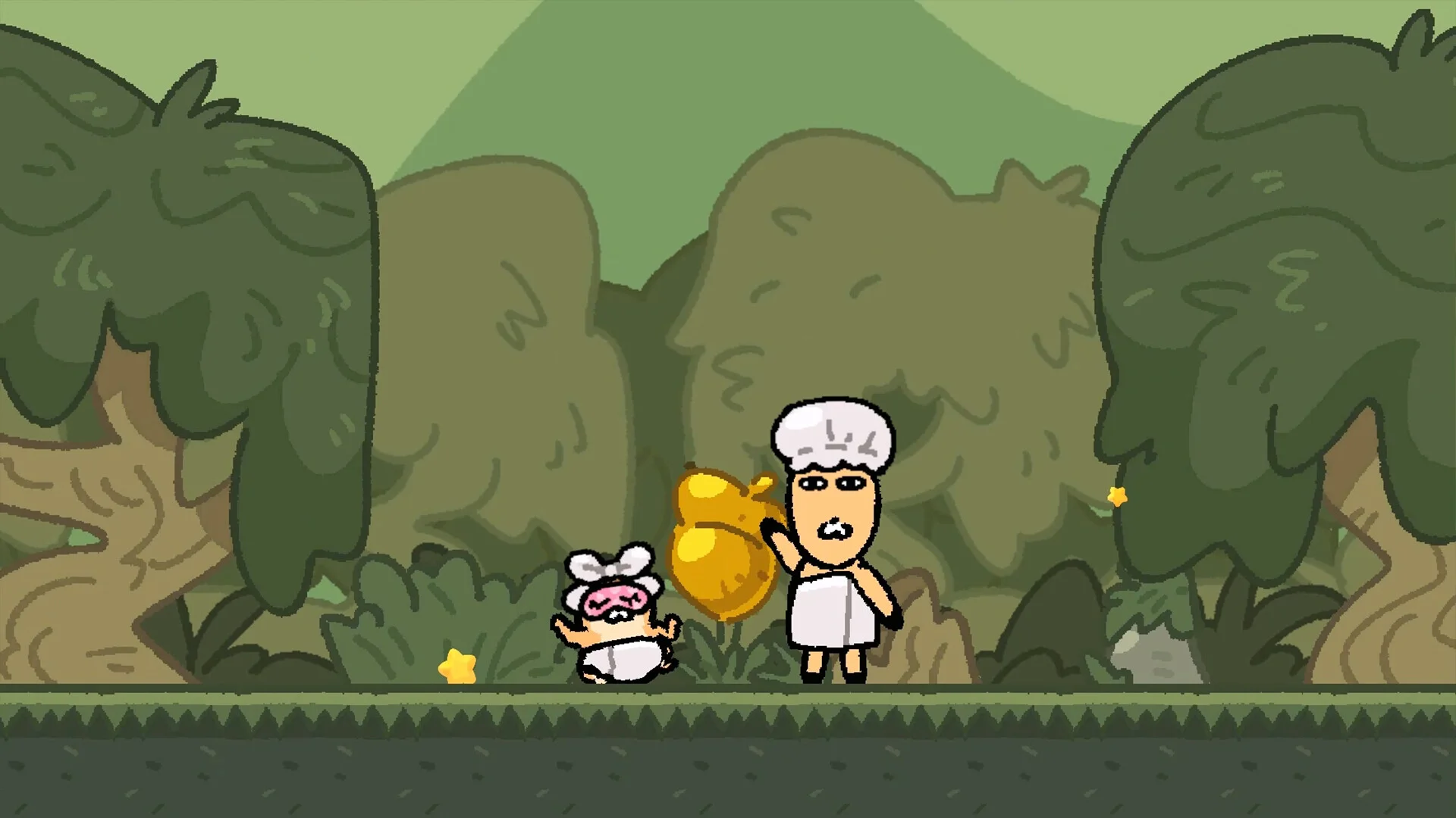 Wacky! Deer & Munk Adventure Deer hauling a crate across a 2D stage