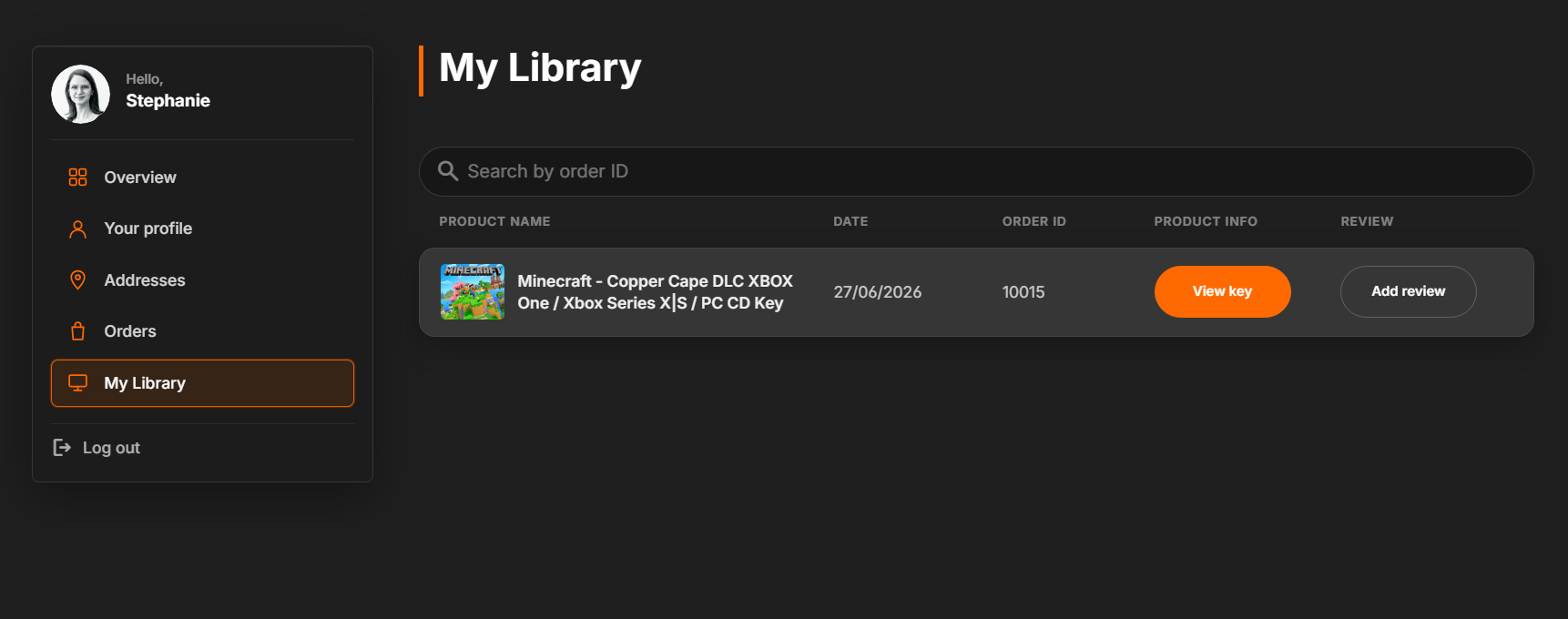 Urazon My Library page