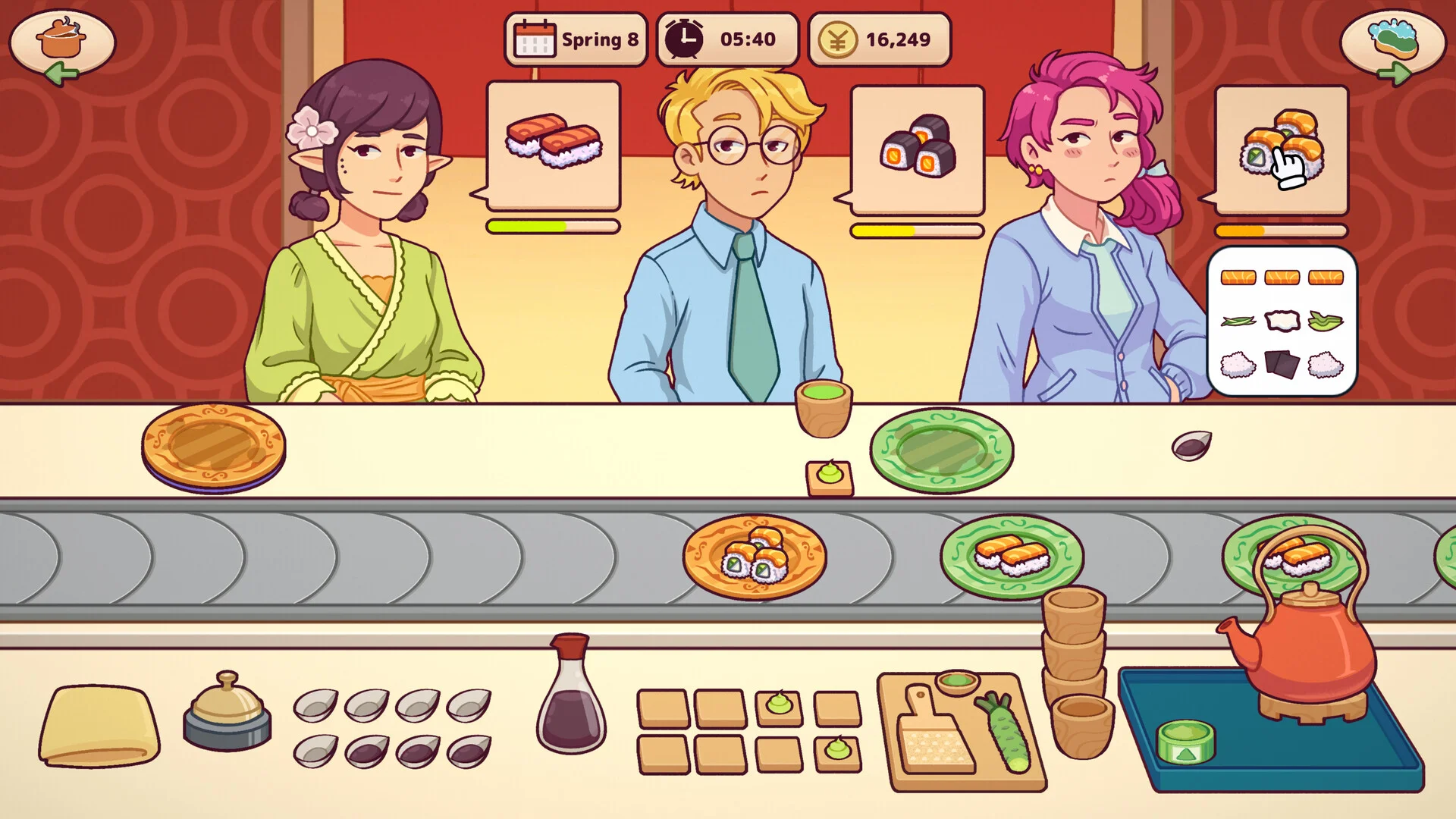 Ugoku Sushi Bar chef simulation service loop