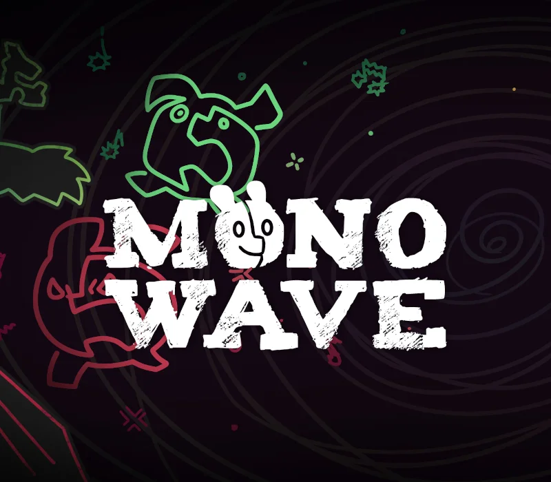MONOWAVE logo over colourful line drawings of emotion spirits