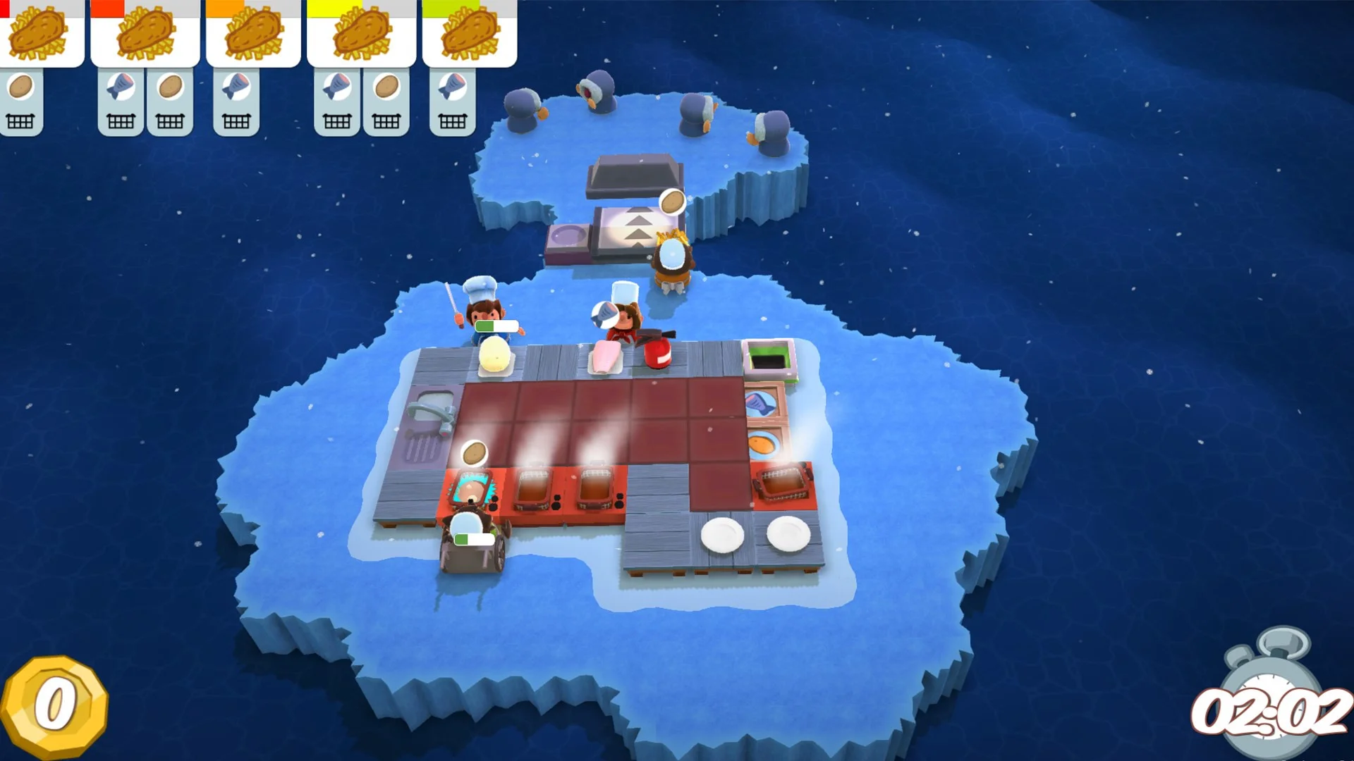 Overcooked local co-op two to four at one counter