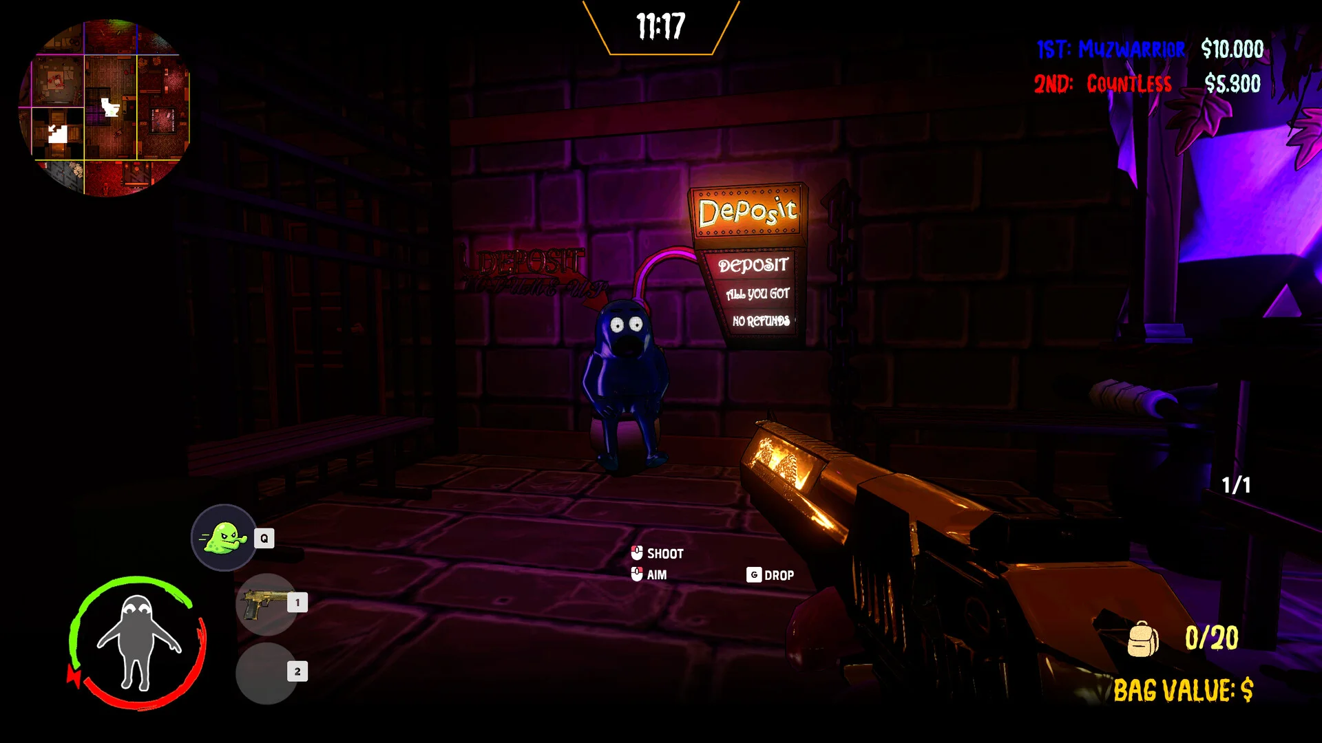 The Money Pit Center Zone with monsters and cash piles
