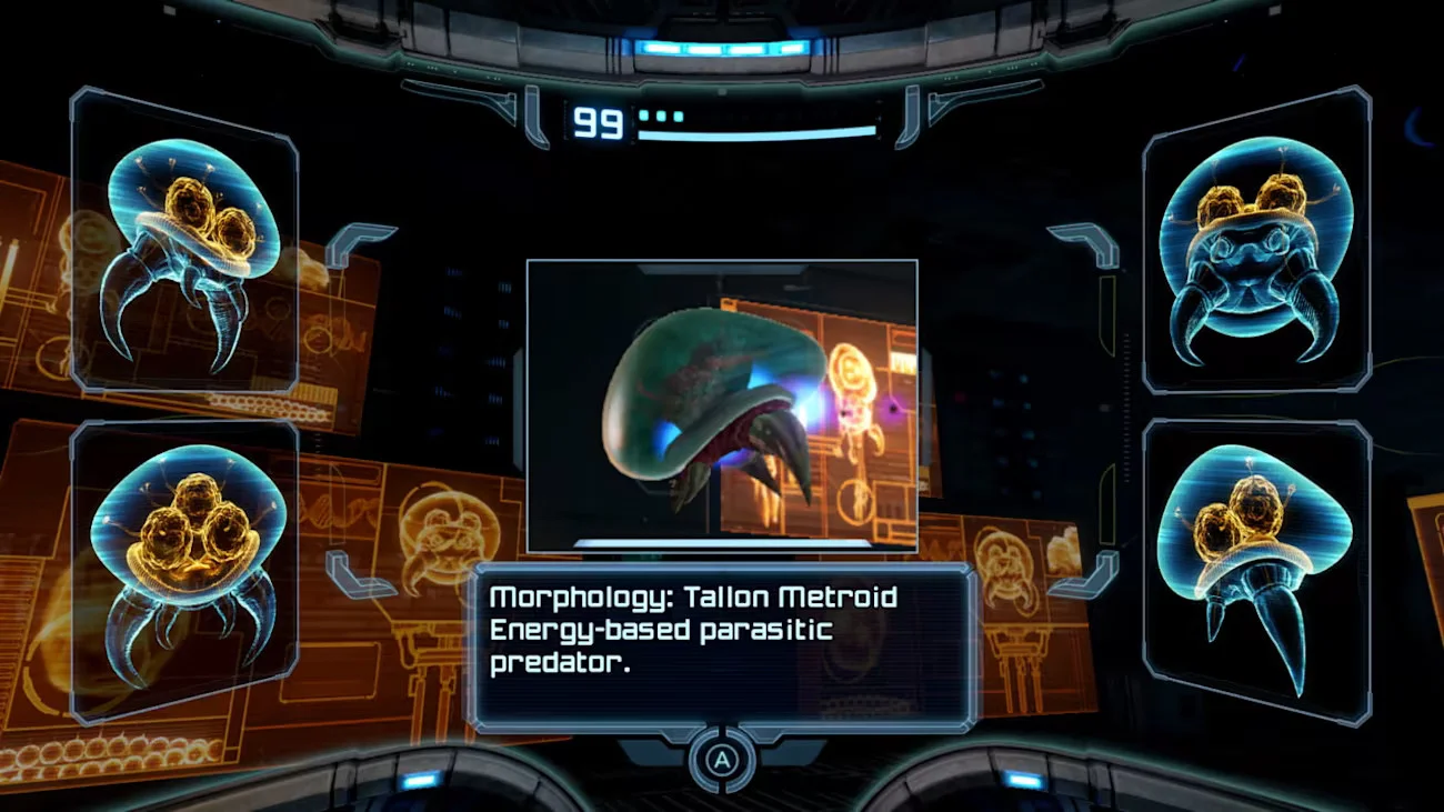 Visor menu with creature icons.