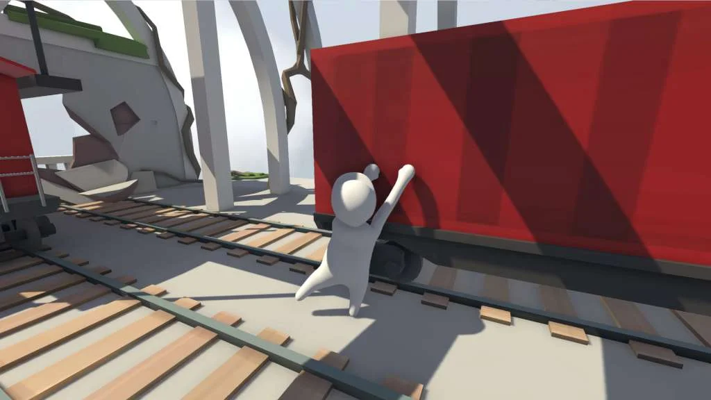 Human Fall Flat ragdoll arms building a lever bridge
