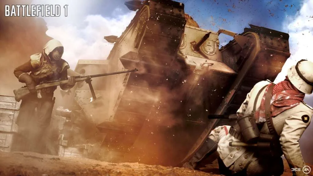 Battlefield 1 Behemoth and tank on a 64-player map