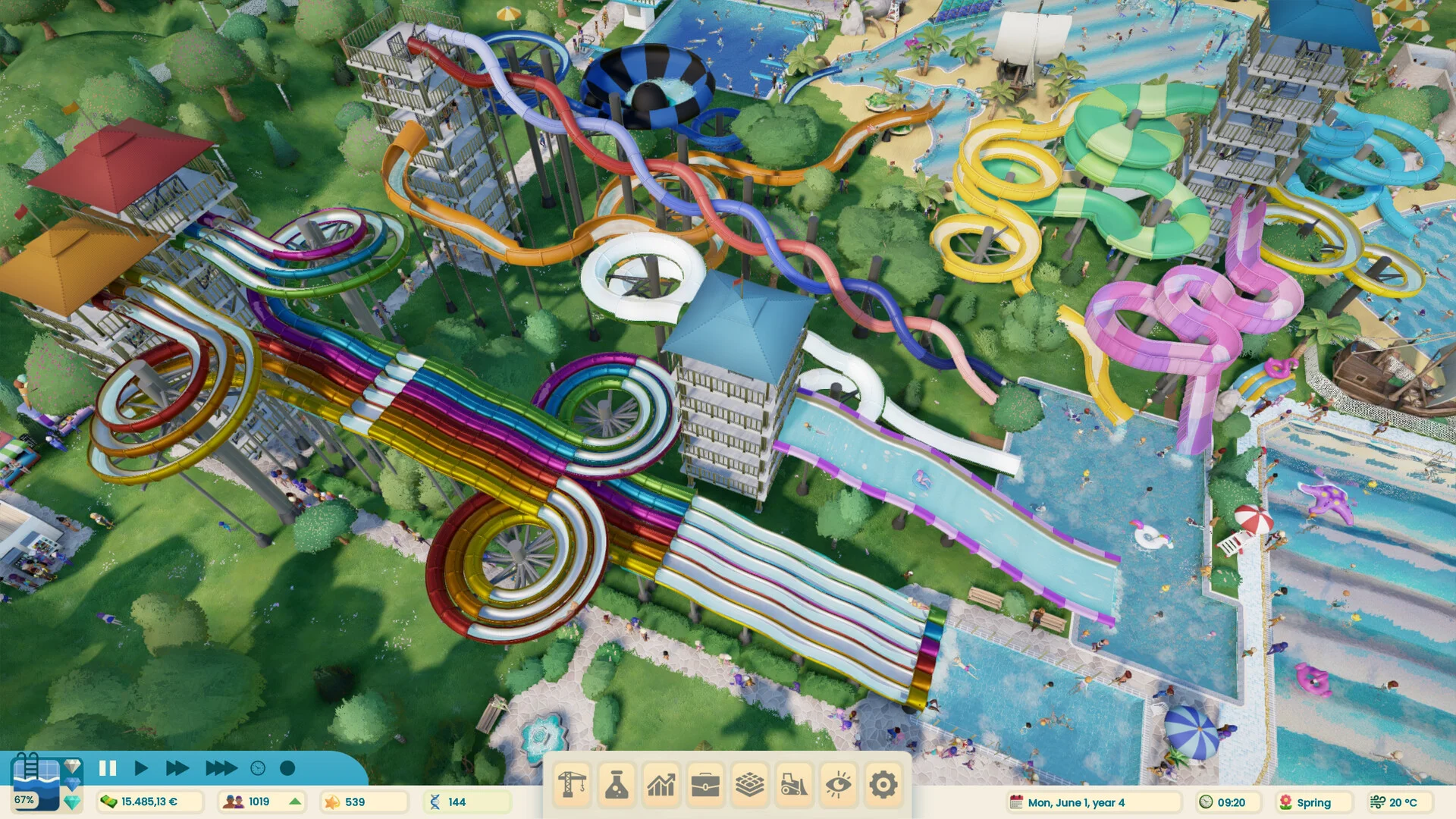 Aquapark Tycoon slide and pool screenshot