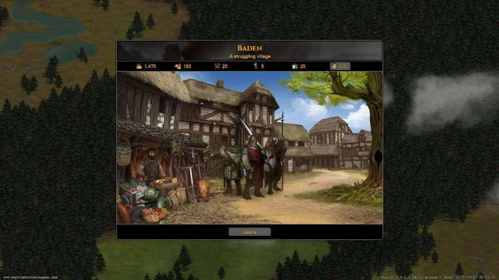 Badenen village visit, struggling village, four brothers at a timber stall and a Leave button