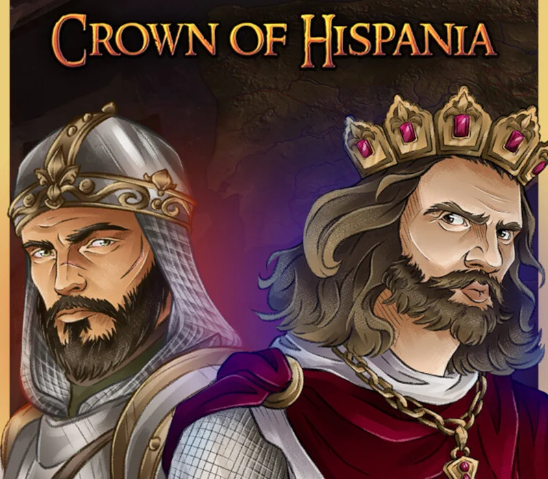 Cover: CROWN OF HISPANIA gold title over a helmed Andalusian lord and a ruby-crowned Christian king