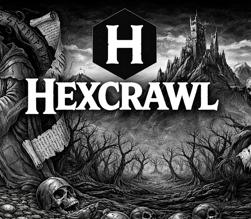 HEXCRAWL cover of a dark fantasy hex expedition