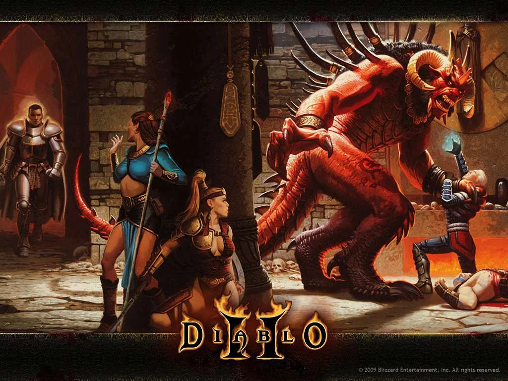 Diablo II Sorceress blizzard over a frozen river
