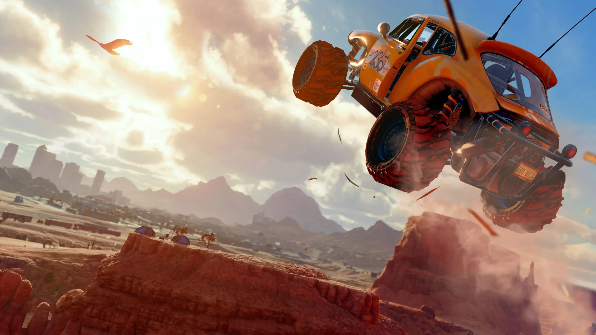 Saints Row wingsuit over nine Santo Ileso districts
