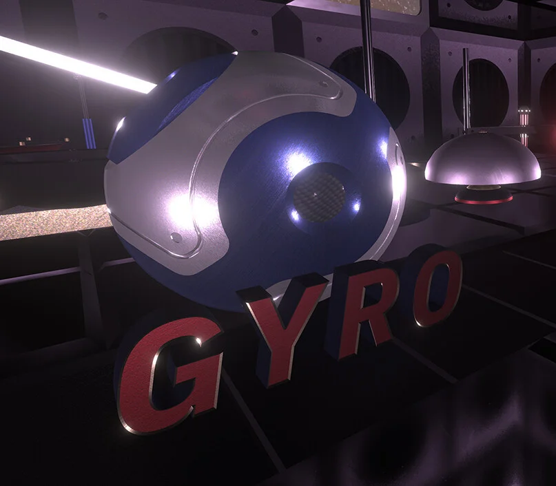 Gyro cover of a utility bot in wrecked space