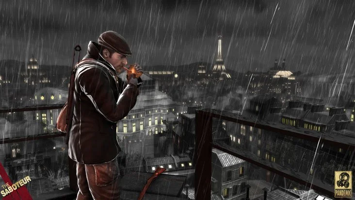 The Saboteur cover art, Sean Devlin in occupied Paris