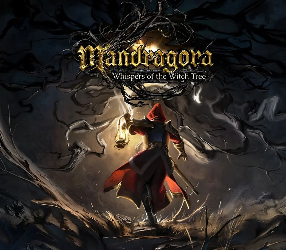Mandragora Deluxe EU cover, witch-tree prophecy in Eldritch woods
