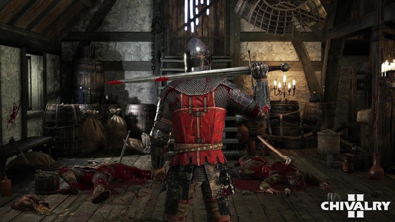Chivalry 2 64-player Team Objective on a castle wall