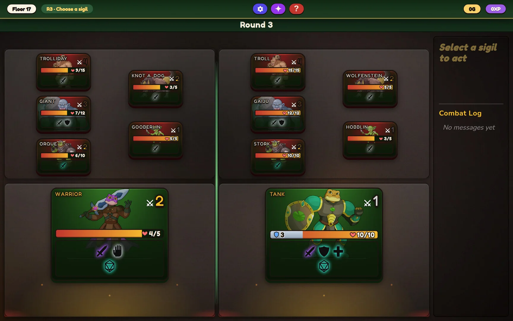 FROGGLE turn-based combat with Tapo the tadpole