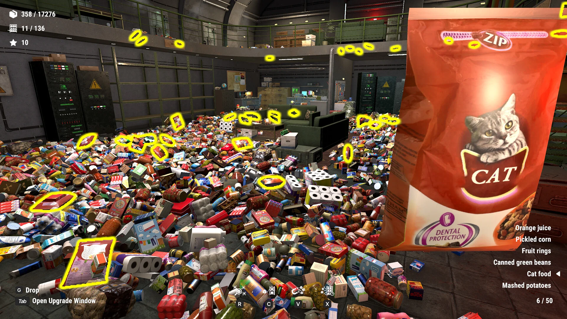 Survival Equipment racks: walkie-talkies, lanterns, radios, water barrels 4/4, gas cylinders 7/10, fuel cans