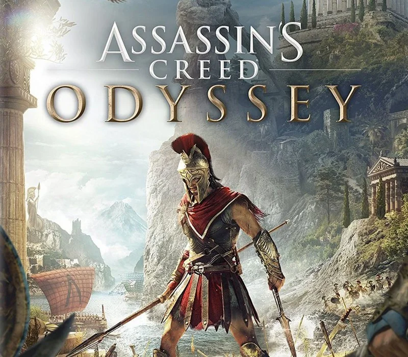 Assassin's Creed Odyssey cover art, Alexios and Kassandra ancient Greece