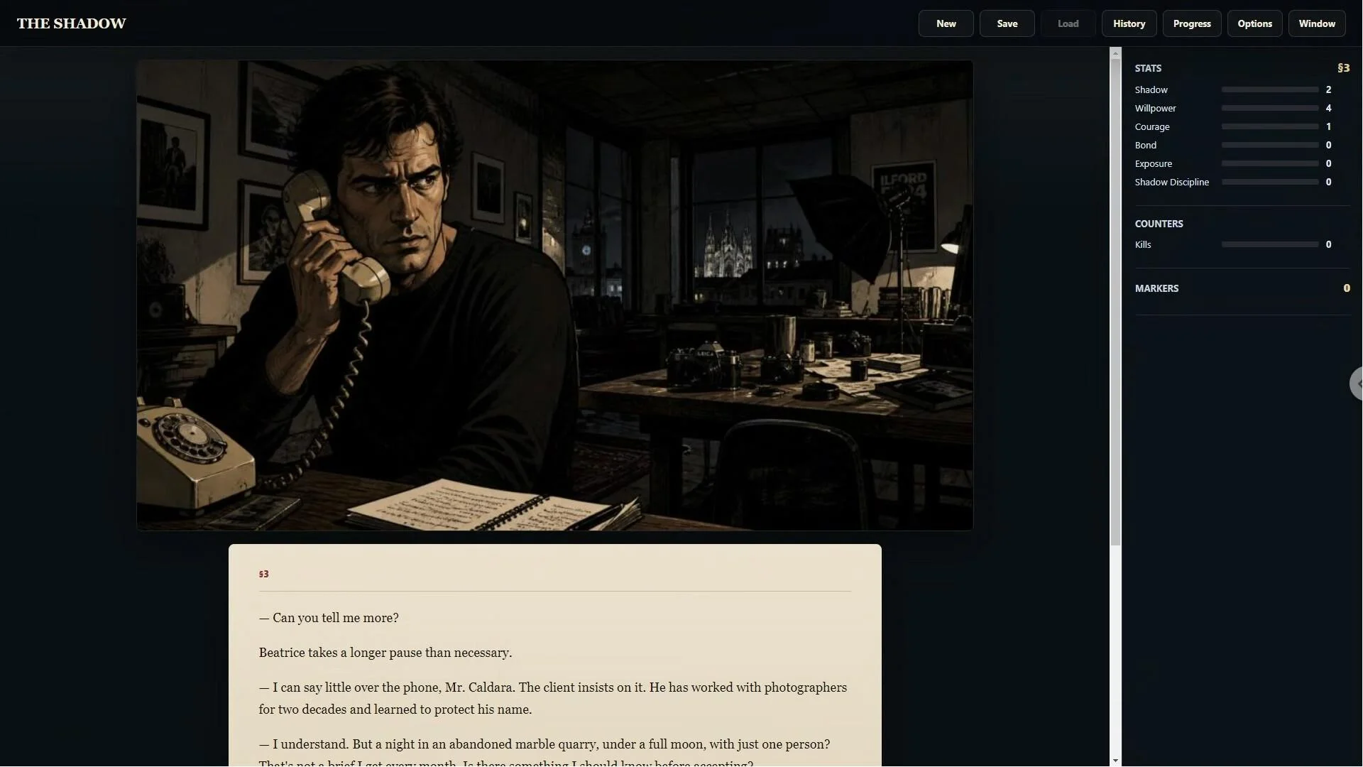 The Shadow gamebook choices